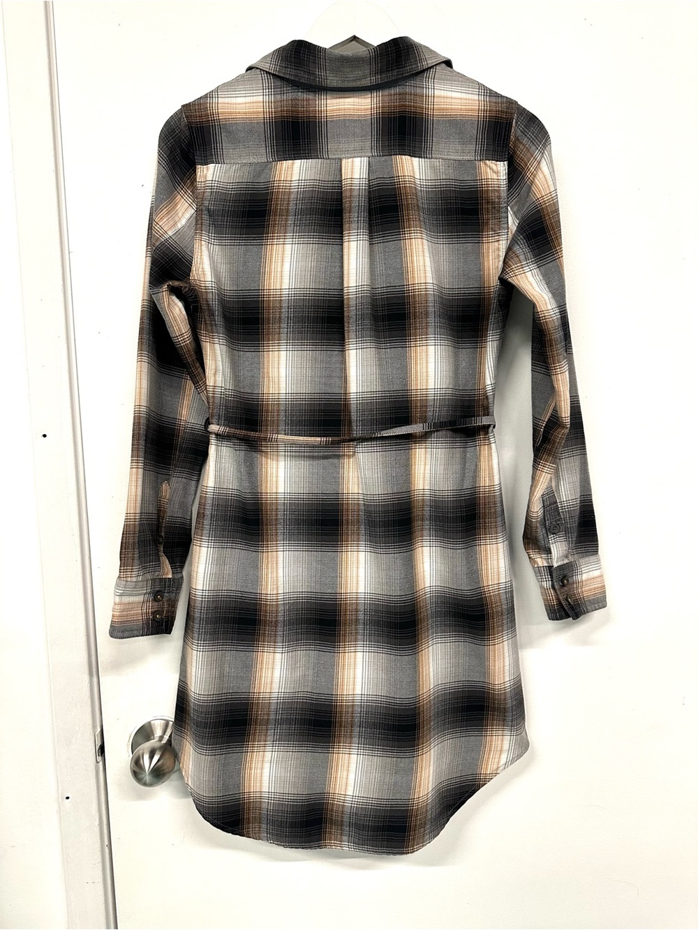 Patagonia Featherstone Triple rainbow Forge Grey Medium Belted Shirt dress - Picture 5 of 13